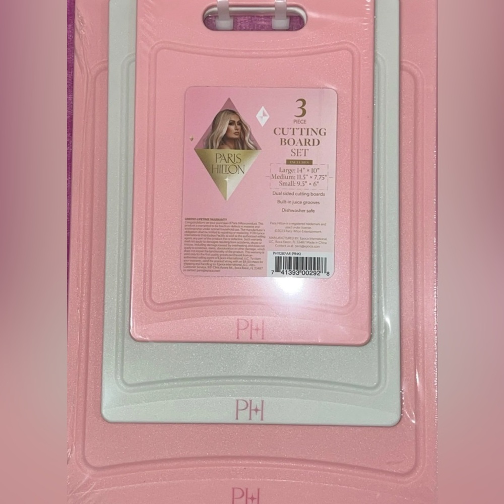 Paris Hilton Pink and White Kitchen Board Trio